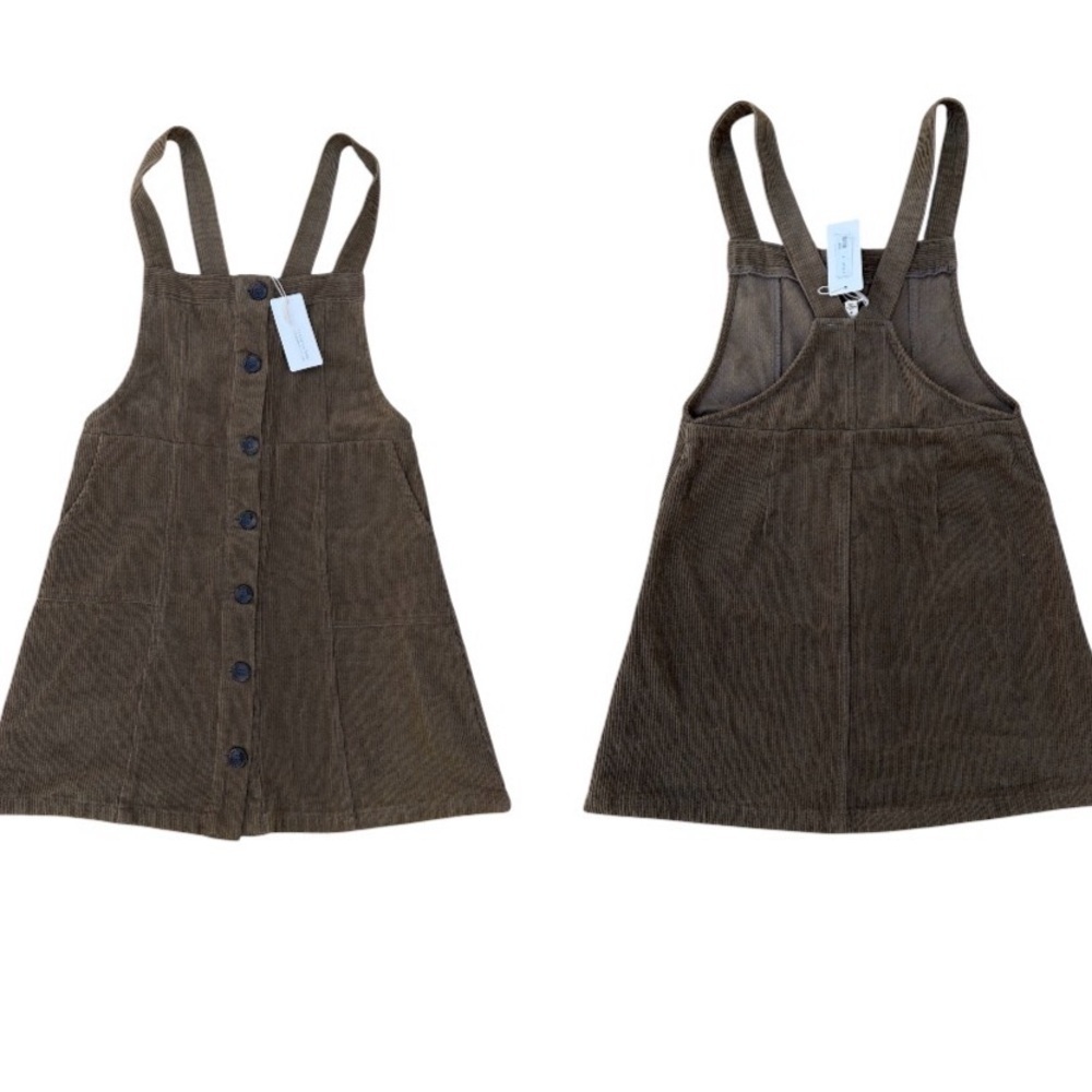 Brown Corduroy Mini Dress - Picture 1 of 8